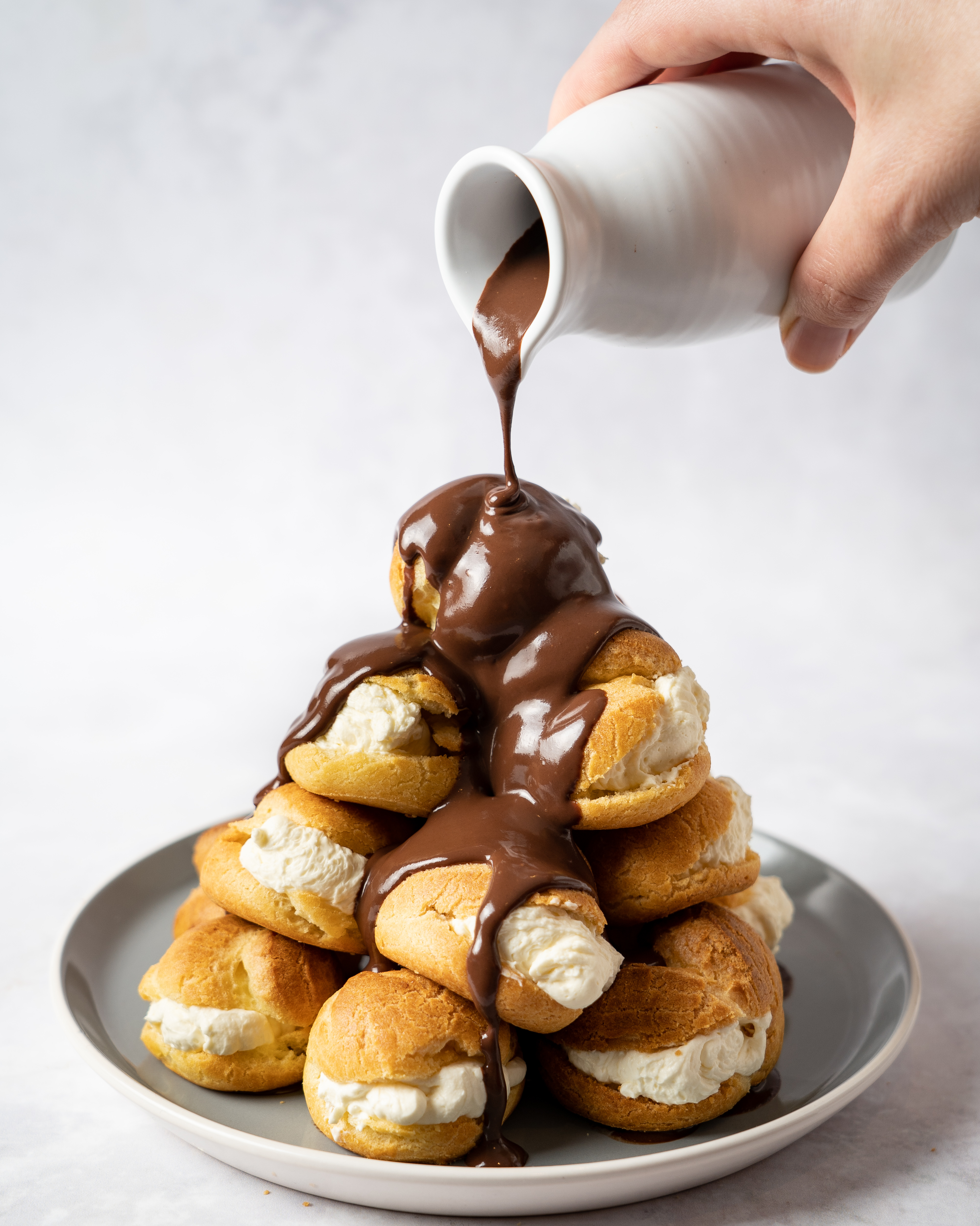 Profiteroles and chocolate sauce